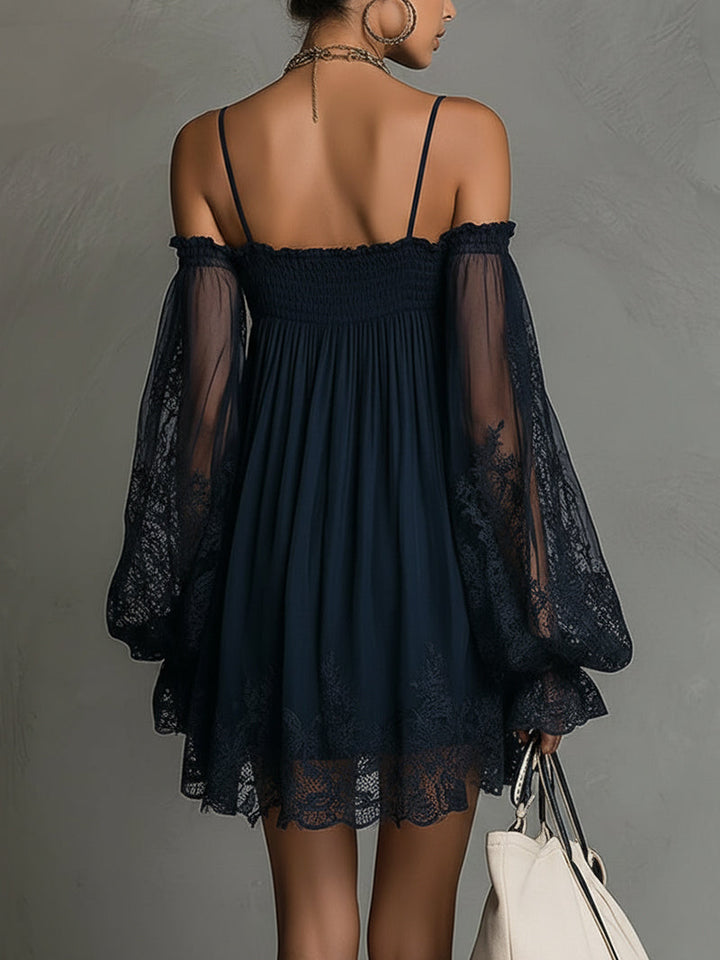 Betty™ | Námořnické off-shoulder šifonové mini šaty