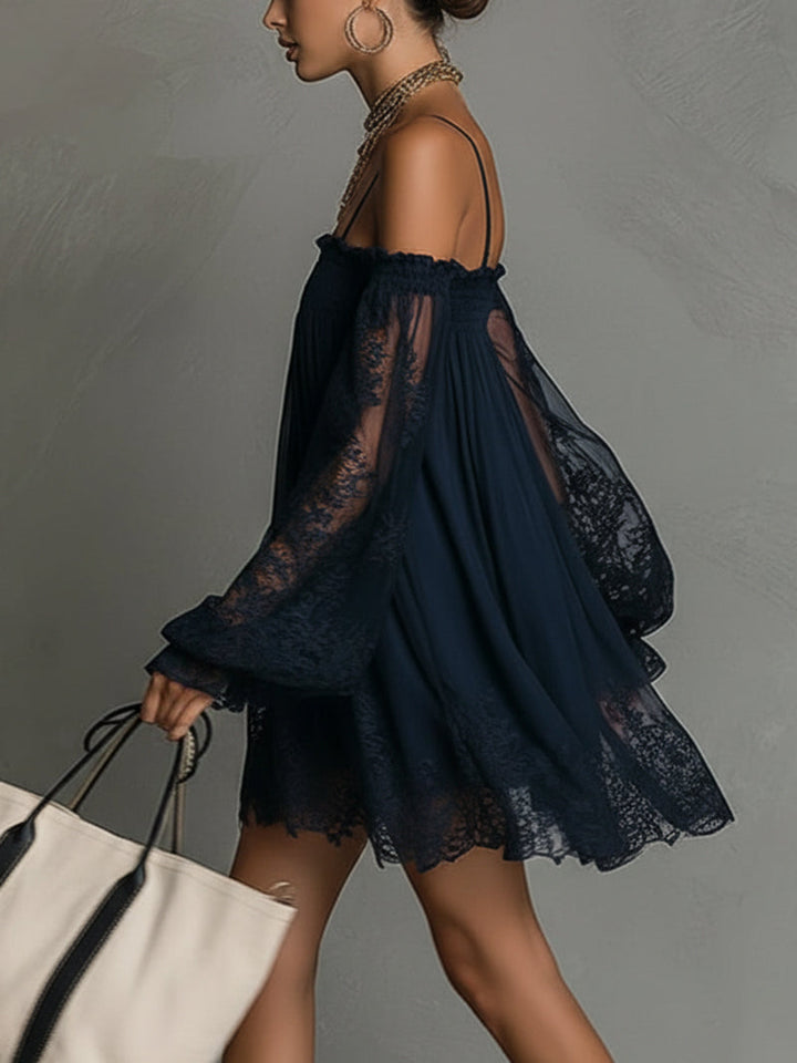 Betty™ | Námořnické off-shoulder šifonové mini šaty