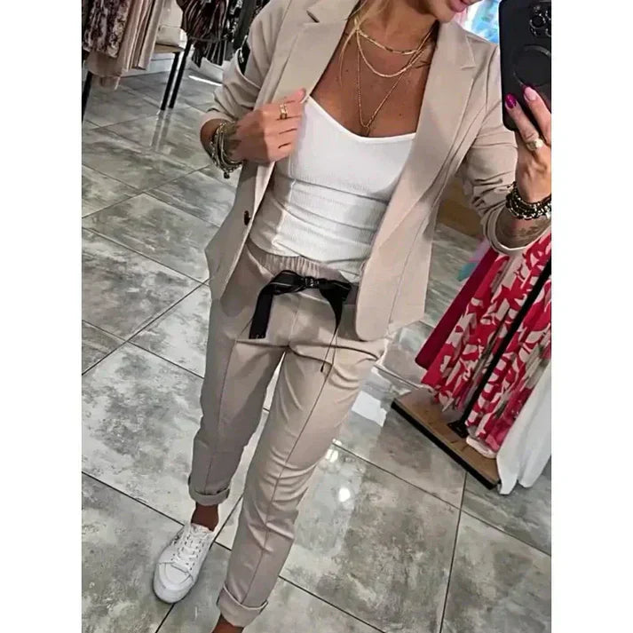 Vendula™ | Elegantní dvoudílný set s blazerem a jogger kalhotami