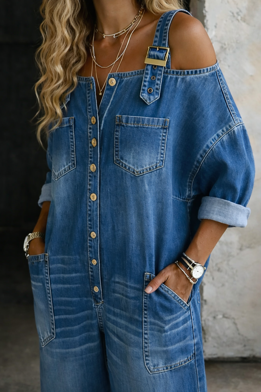 Sophia | Tuta v denimu s odhalenými rameny