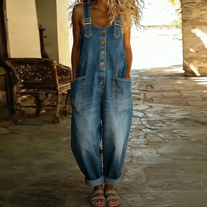 Mae | Vintage pamučni traper overall s podesivim naramenicama
