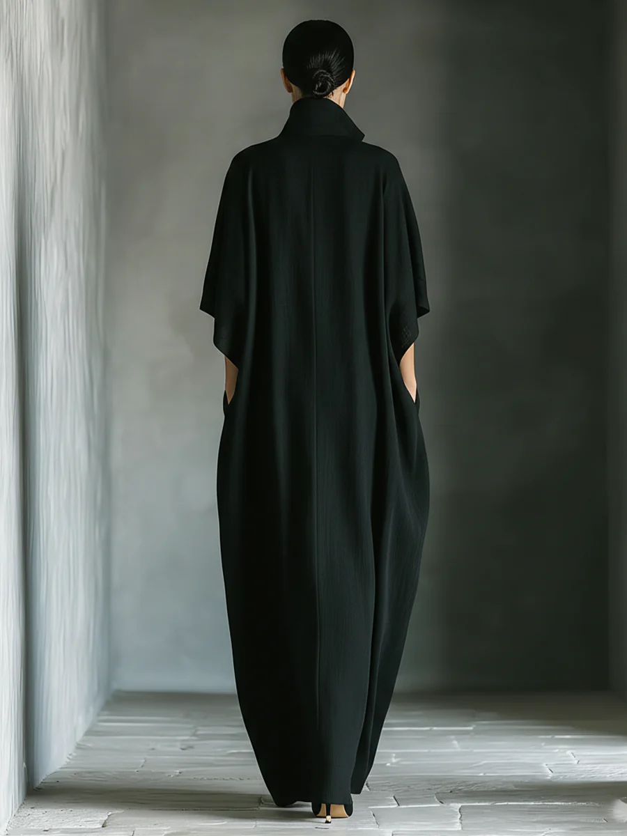 Susan • Přehnané černé maxi šaty s kimono rukávy