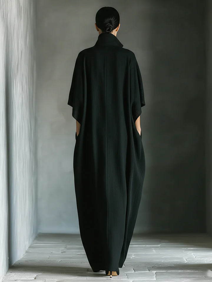 Susan • Přehnané černé maxi šaty s kimono rukávy