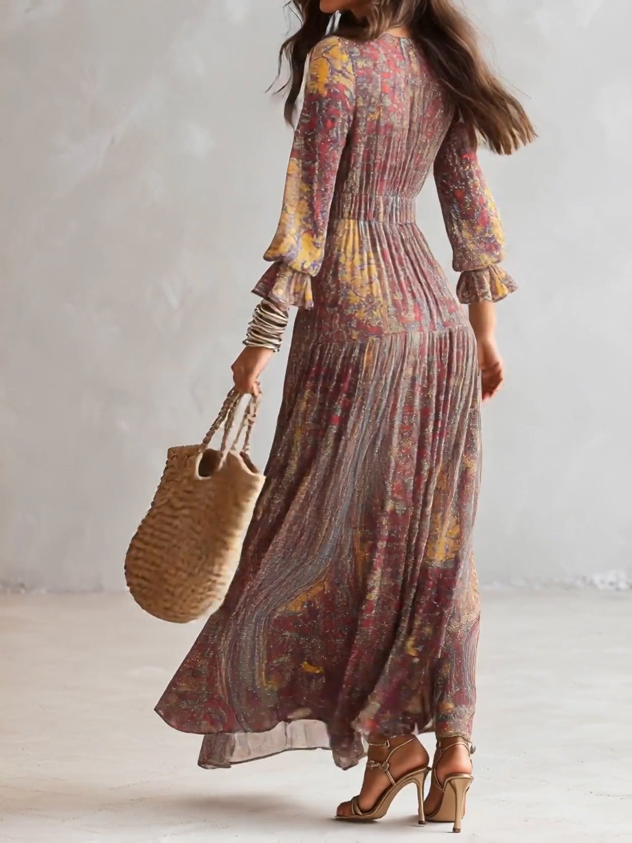 Cosima™ | Maxi Chiffon haljina s V-izrezom u Paisley uzorku