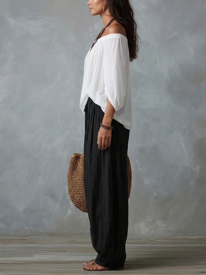 Bianca™ | Set top s otvorenim ramenima i svjetlucavim hlačama