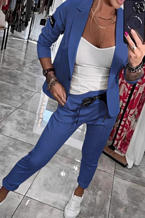 Vendula™ | Elegantní dvoudílný set s blazerem a jogger kalhotami