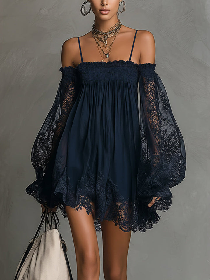 Betty™ | Námořnické off-shoulder šifonové mini šaty