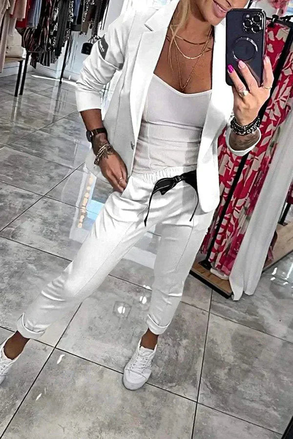 Vendula™ | Elegantní dvoudílný set s blazerem a jogger kalhotami