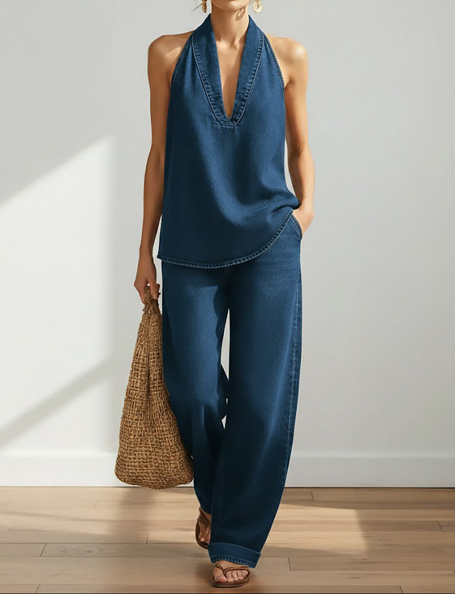 Ivy™ | Vintage Washed Soft Denim-Look Dvoudílná Sada
