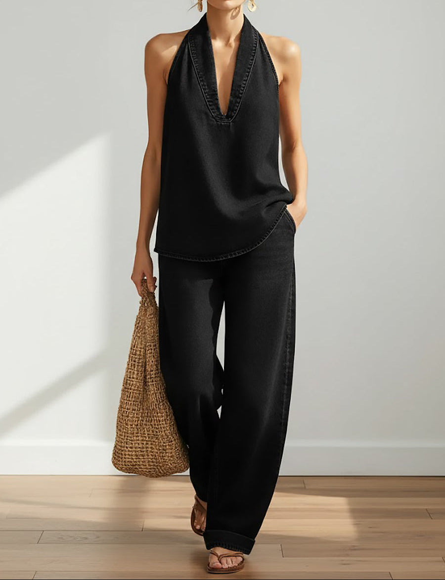 Ivy™ | Vintage Washed Soft Denim-Look Dvoudílná Sada
