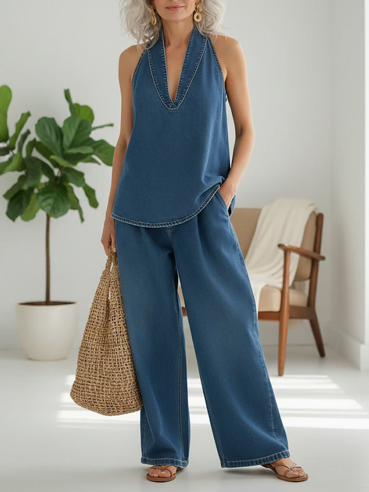 Ivy™ | Vintage Washed Soft Denim-Look Dvoudílná Sada