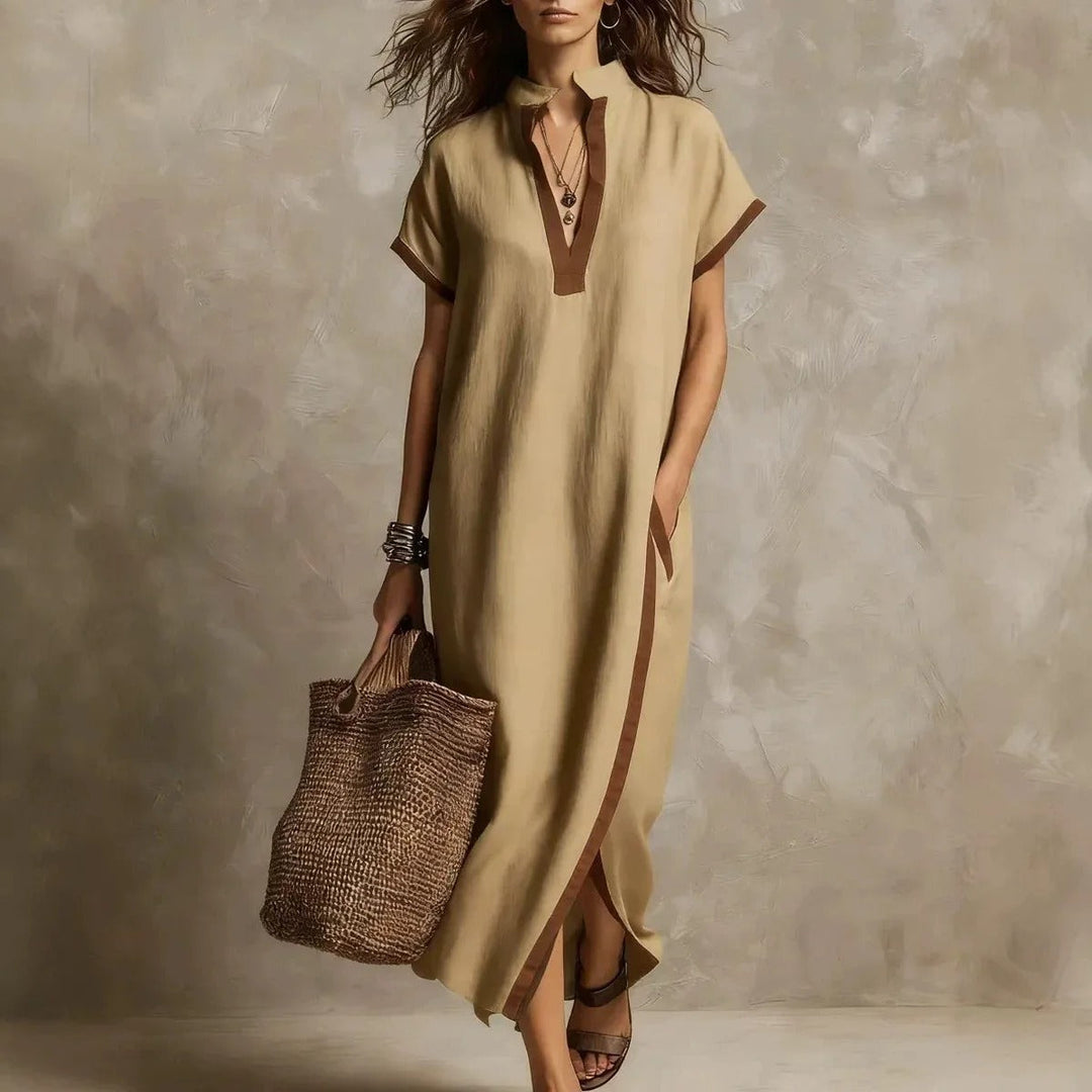 Solange | Duga Boho Haljina s Kontrastnim Detaljima