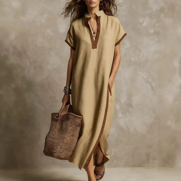 Solange | Duga Boho Haljina s Kontrastnim Detaljima
